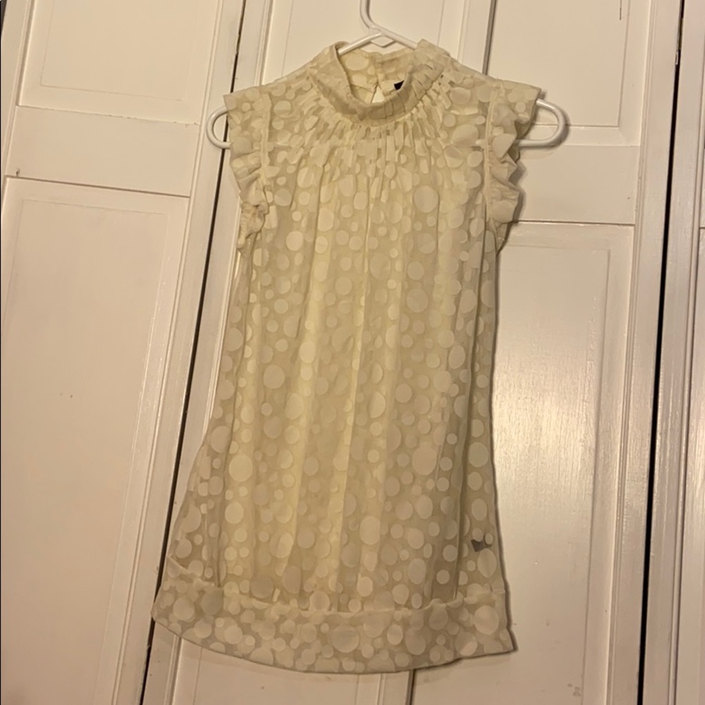 THE LIMITED | Sheer white polka dot short sleeve